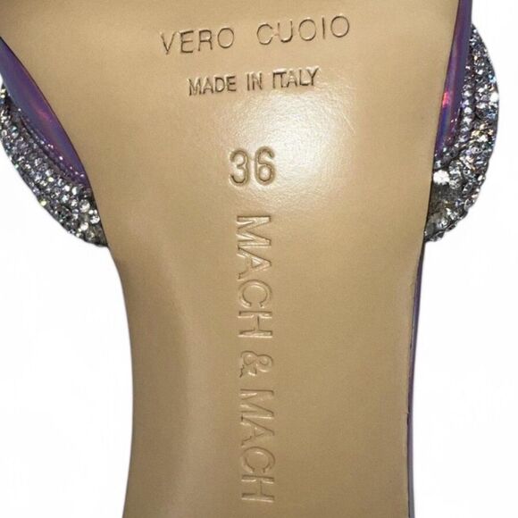 NWT MACH & MACH Pink Iridescent Crystal Embellished Bow Mules Size EU36 - Picture 11 of 12